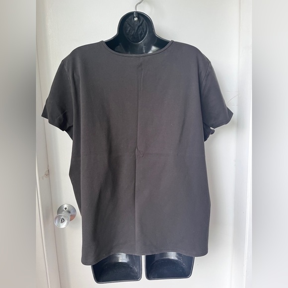 Eileen Fisher Plus Size Black Jersey Crew Neck Short Sleeve Tee Top 1X - Picture 3 of 8